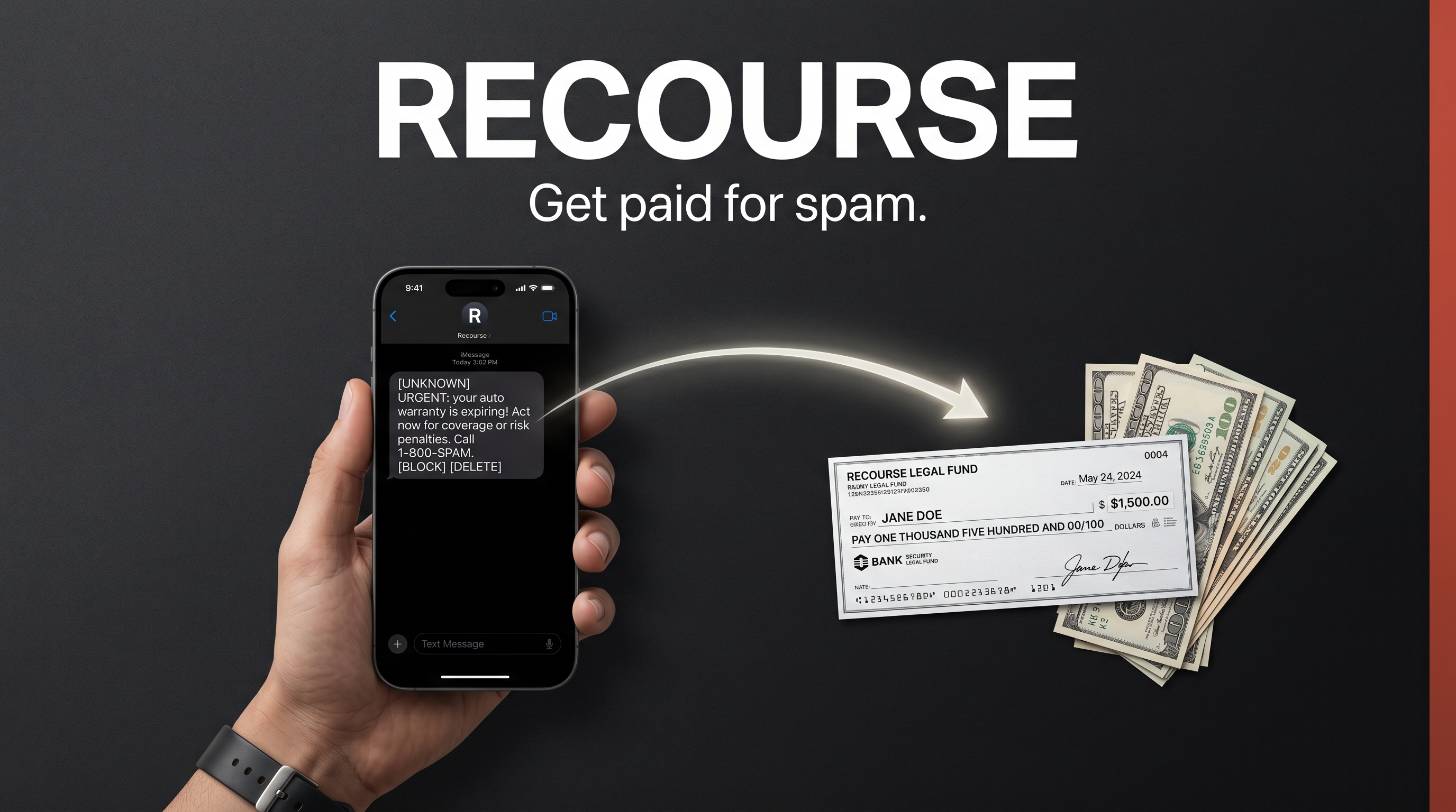 Recourse — get paid for spam